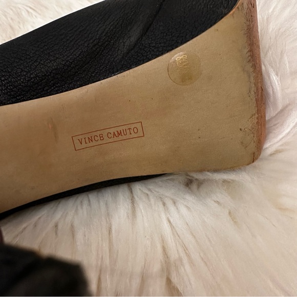 Vince Camuto Black Leather Stiletto Platform Ankle Booties Size 8.5 - Picture 13 of 15